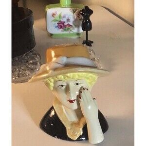 Mid - Century Ceramic Lady Head Bust As- Is, Shipping Included